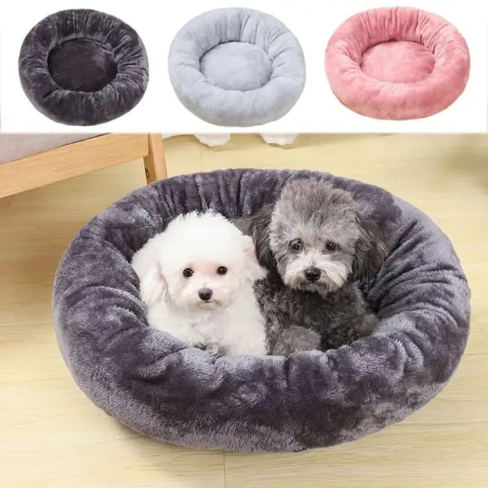Lit pour animaux de compagnie confortable beignet rond chenil pour chien doux lavable chien chat cou