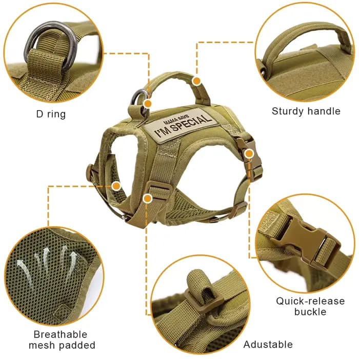 Harnais en Nylon pour chat, gilet avec 2 autocollants, harnais tactique militaire pour chats avec po