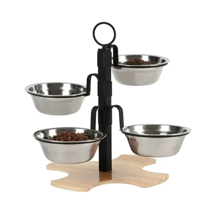 Ensemble d'alimentation et de boissons à hauteur réglable pour chiens et chats, plate-forme haute, f