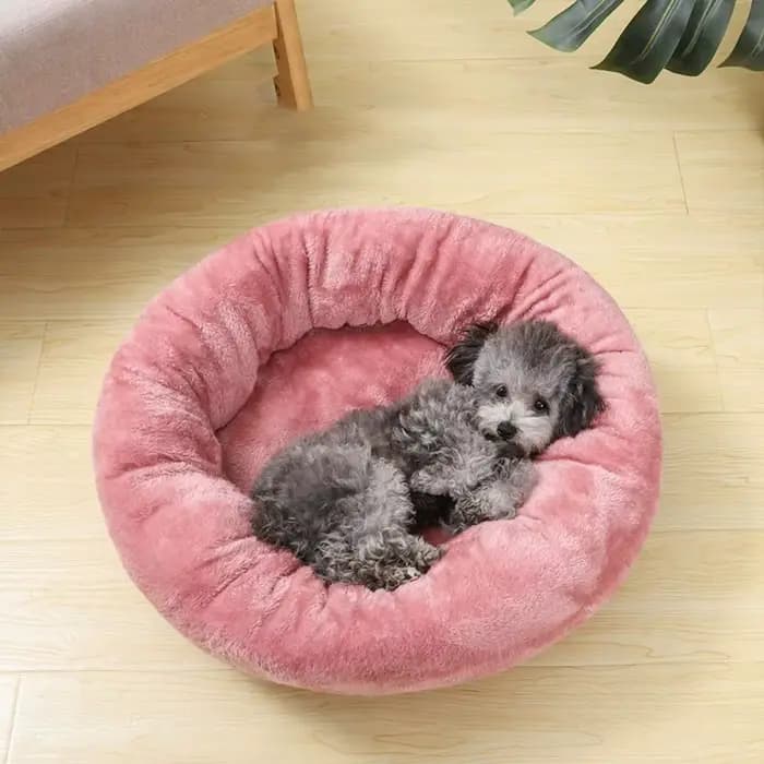 Lit pour animaux de compagnie confortable beignet rond chenil pour chien doux lavable chien chat cou
