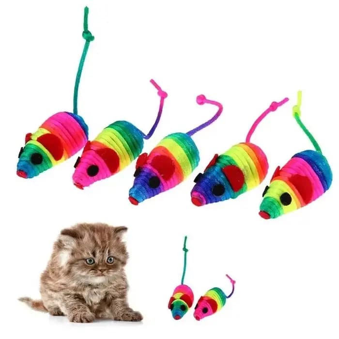Jouets en peluche pour chat, fausse souris colorée, jouet sonore pour chaton, morsure, jeu amusant,