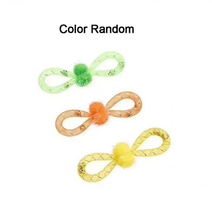 Jouet interactif pour chat en plastique à attacher à une tuyau, avec clochette et pompon, doux, colo