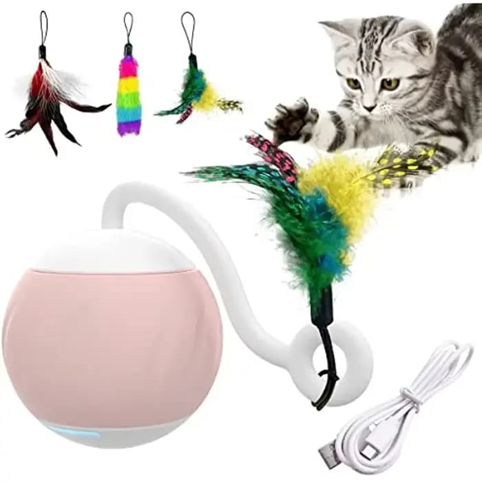 ATUBAN-Jouets robotiques intelligents pour chat d'intérieur, boule mobile automatique avec plume, jo