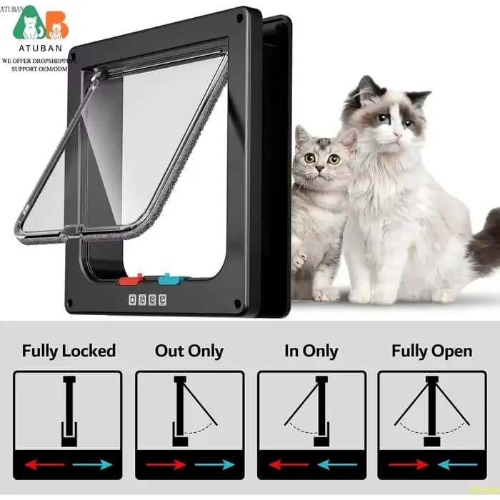 ATUBAN Grande porte intérieure pour chat Porte pour animaux de compagnie pour porte extérieure pour