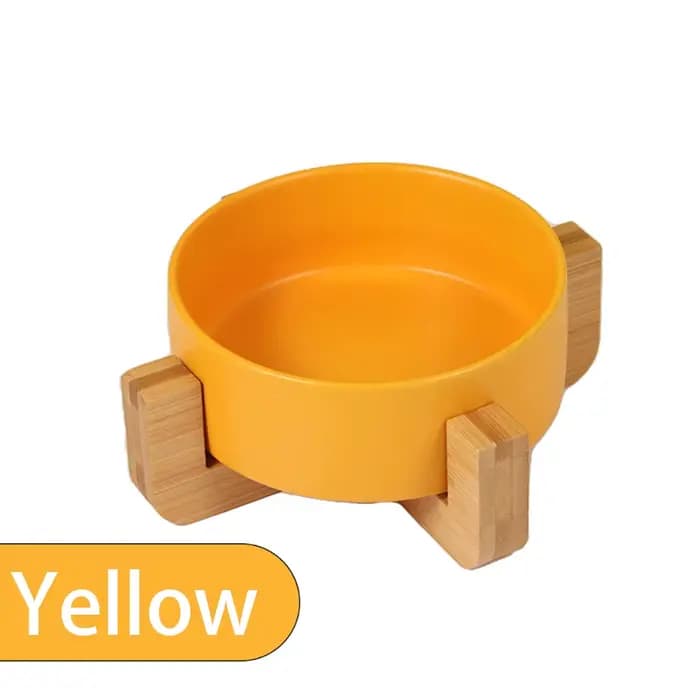 Bol en céramique personnalisé pour animaux de compagnie avec support en bois, bol pour chien et chat