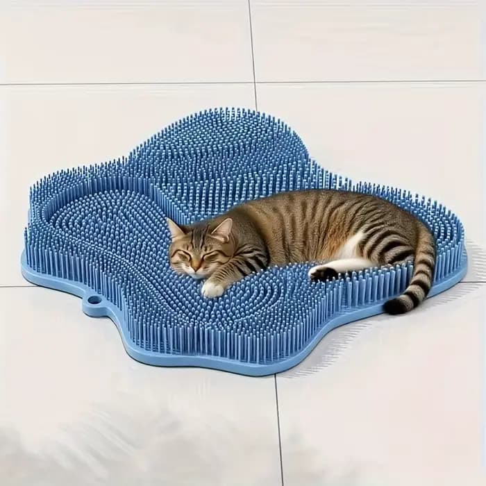 Brosse et grattoir de massage pour chat 2 en 1 | Outil d'auto-œilage avec poils en caoutchouc |