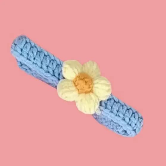 Collier en laine réglable en Crochet pour chien et chat, Kawaii, fleurs, accessoires de cou pour ani