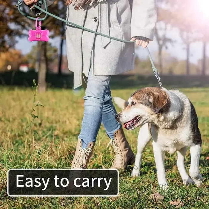 Sacs de merde jetables pour animaux de compagnie, distributeur d'os avec Clip de laisse, fournitures