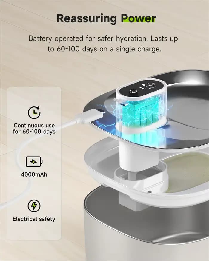4L Fontaine a Eau Chat sans Fil en Acier Inoxydable, APETDOLA Fontaine à Eau pour Chat avec Capteur