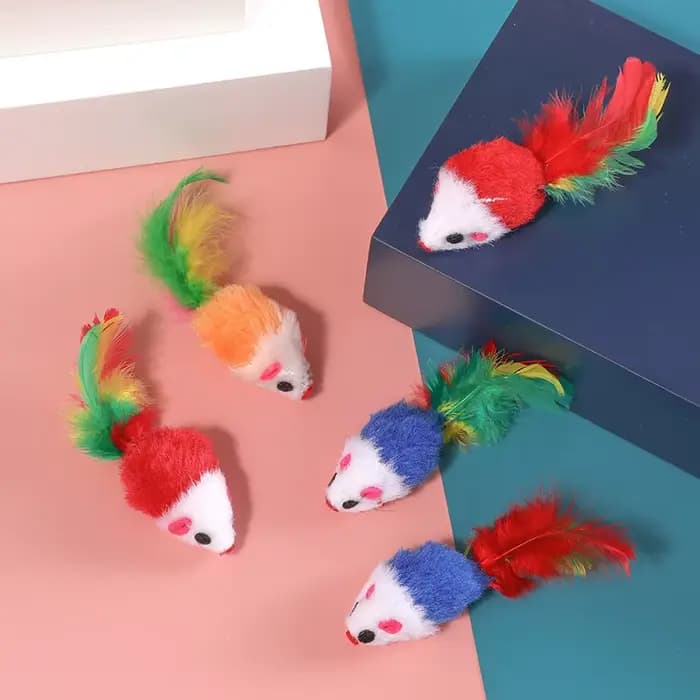 5 pièces en peluche Simulation souris chat jouets animal de compagnie taquin jouets interactifs colo