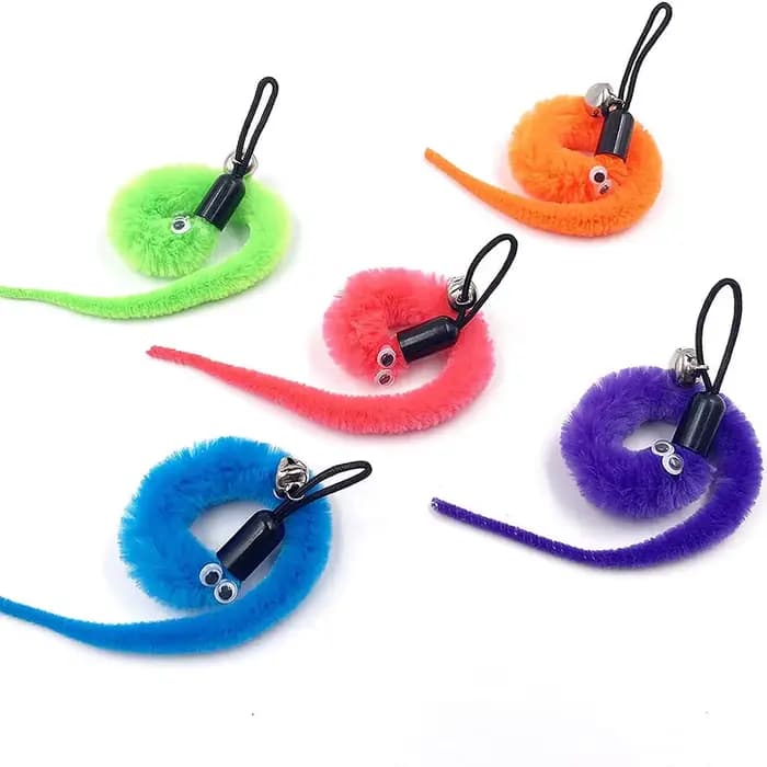 Accessoires de jouet en plumes de chat, faux jouet de ver de souris avec cloche, jouets pour chaton,