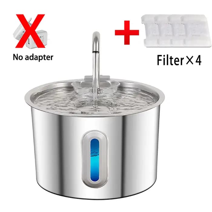 Fontaine à eau pour chat en acier inoxydable avec 4 filtres, fontaine à eau automatique pour animaux