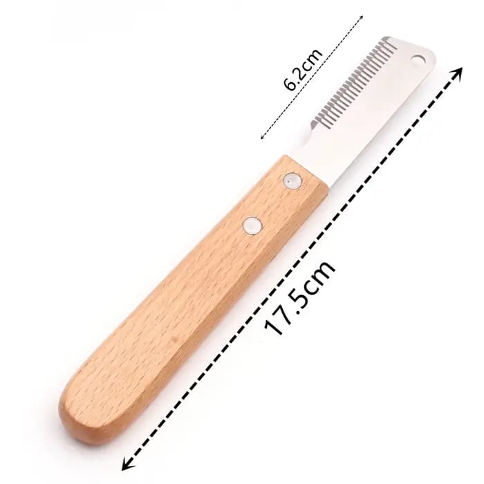 Couteau d'épilation pour animaux de compagnie, peigne professionnel pour chien, manche en bois inoxy