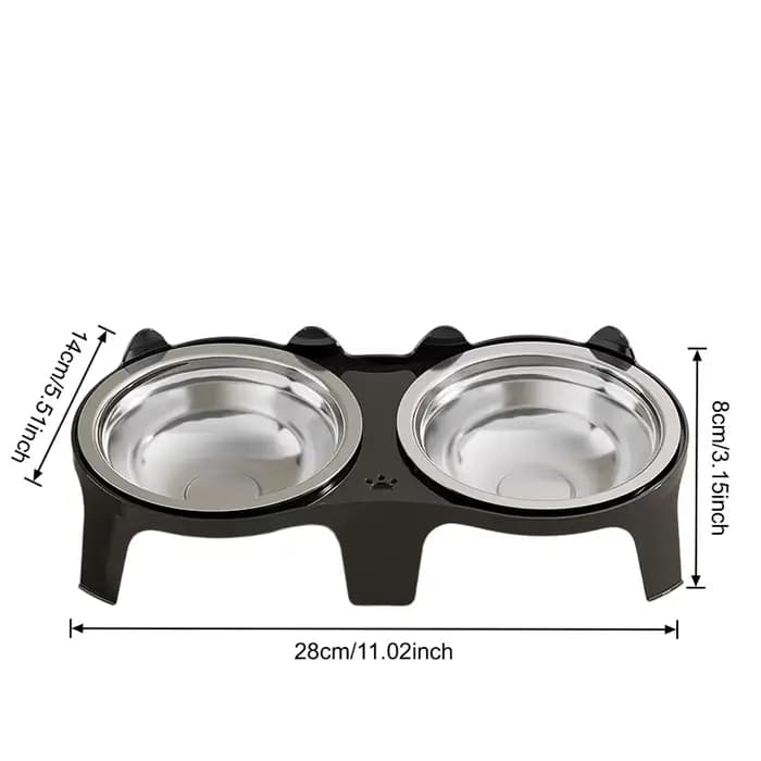 Bol pour nourriture et eau pour chat en acier inoxydable, avec conception anti-inclinaison, grande c