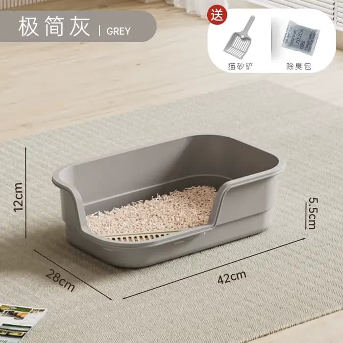 Bac à litière extra-large pour chat, toilette anti-éclaboussures pour chat, bac à litière géant semi