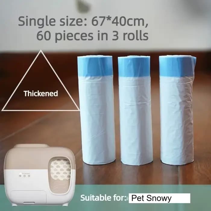 Sac à litière pour chat PetSnowy, sac de collecte épais pour litière de chat avec fermeture automati