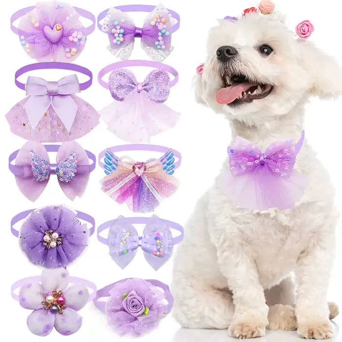 Nministériels ds Papillon Colorés en Dentelle pour Chien et Chat, Accessoires de Toilettage, Réglabl