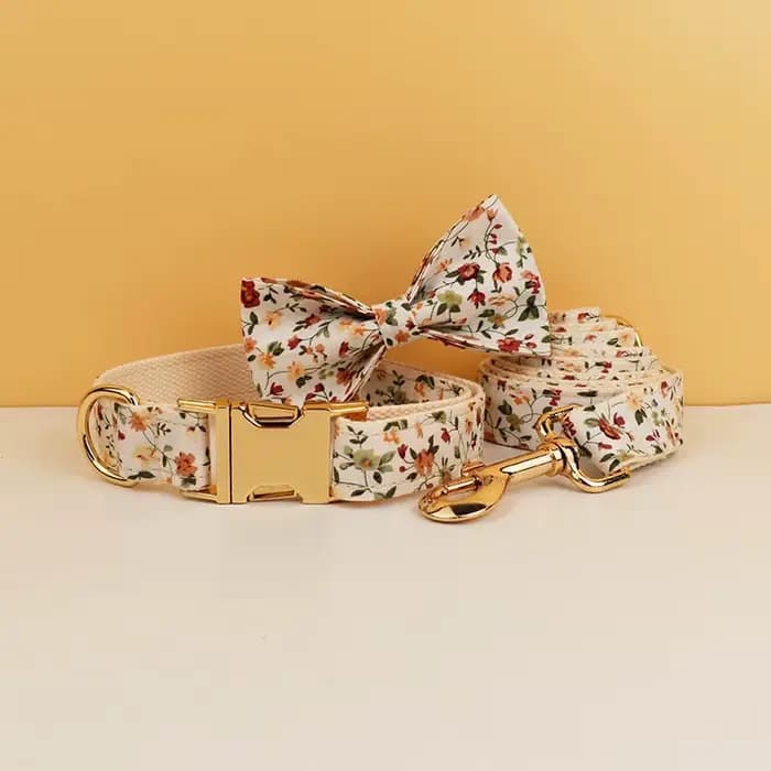 Ensemble personnalisé collier, harnais et laisse pour chien – Colliers de luxe en coton doux à motif