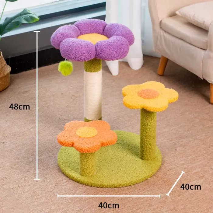 Maison pour chat florale, arbre à chat tout-en-un, idéal pour toutes les saisons, petit grand arbre