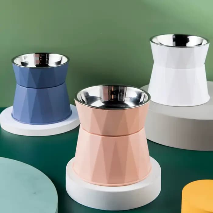 Filles à Pied Haut en Acier Inoxydable pour Chat et Chien, Protection du Cou, pour Nourriture et Eau