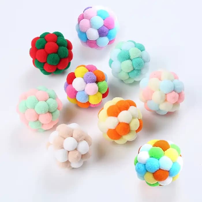 Jouets pour chats, boule de cloche colorée faite à la main, boule élastique, chassage interactif, fo