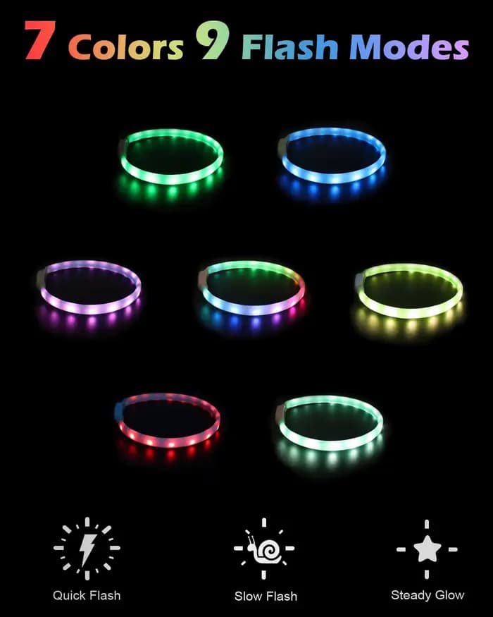 Collier léger rechargeable par USB pour chiens de grande, moyens et petits, collier pour chien lumin