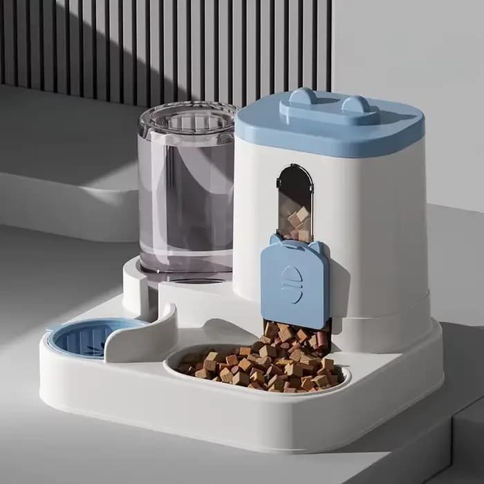 Distributeur automatique de nourriture pour chats avec fontaine à eau intégrée et design anti-dévers