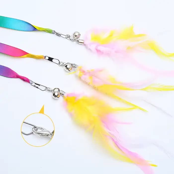 Simulation plume interactive chat jouet ruban de Satin cloche chat bâton jouets chaton jouant Teaser