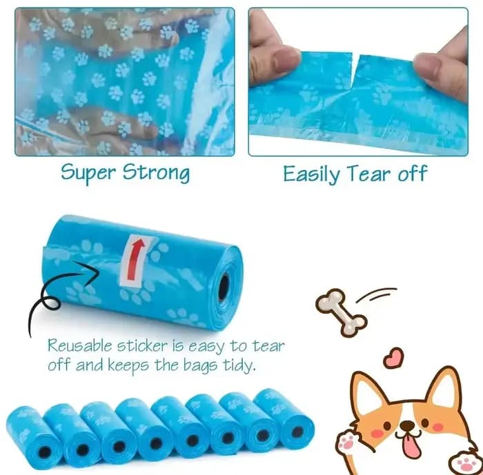 Sac de merde pour animaux de compagnie, sac poubelle imprimé de couleur unie, sac de merde propre, s