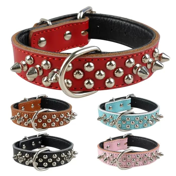 Collier de chien en cuir clouté à pointes pour petits et moyens chiens bouledogue réglable Anti-mors