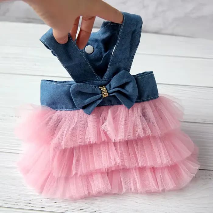 Robe d'été en dentelle pour chien et chat, vêtements pour animaux de compagnie, jupe à rayures Chihu