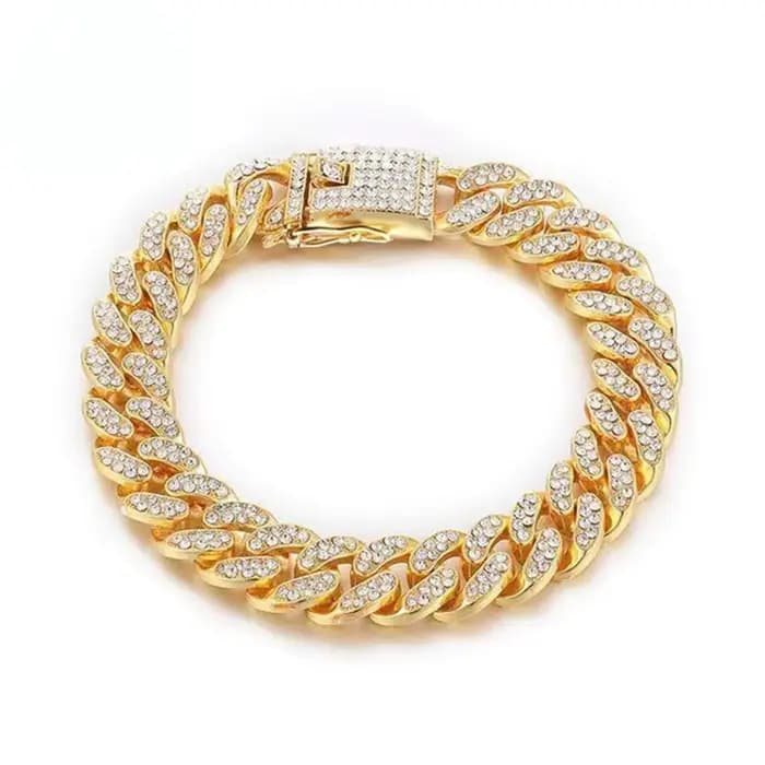 Collier de chaîne de chien en strass, collier de chaîne en métal de luxe en acier inoxydable pour ch