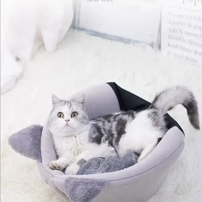 Nid de chat universel quatre saisons en forme de tête de chat, mignon et confortable, chaud, grotte