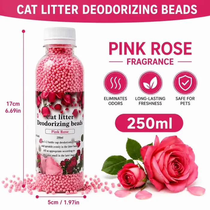 Perles désodorisantes pour litière pour chat au parfum frais - Éliminateur d'odeurs naturel à base d