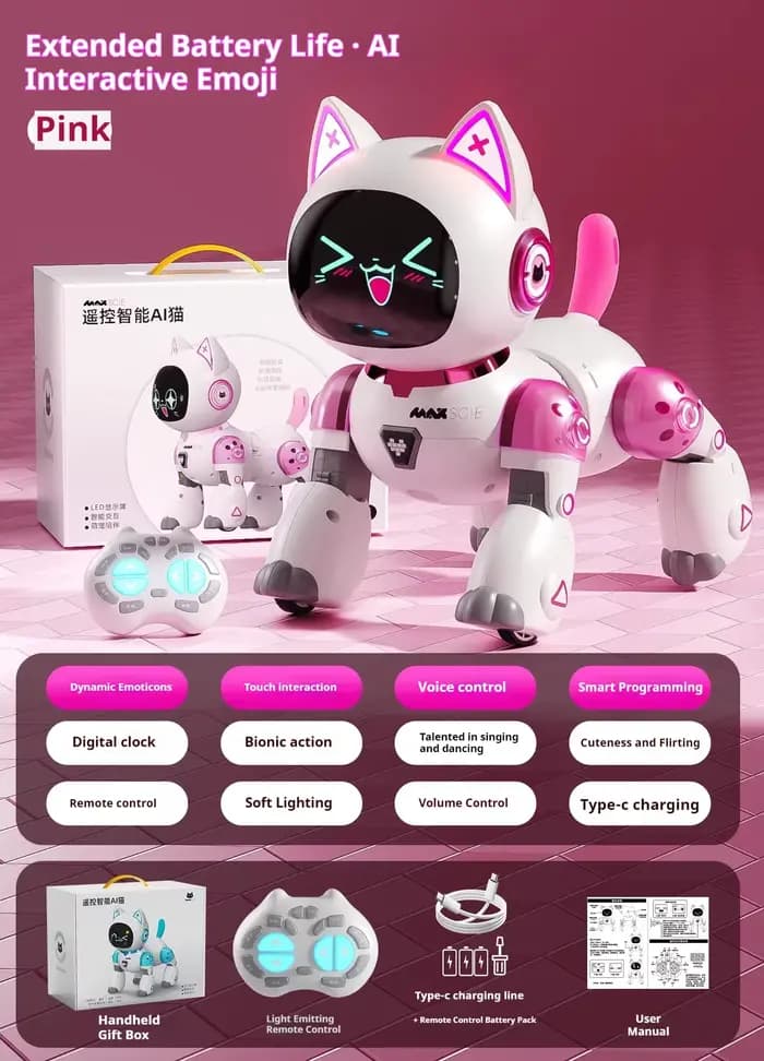 Robot chat dansant télécommandé, jouet intelligent interactif pour animaux de compagnie, adapté aux