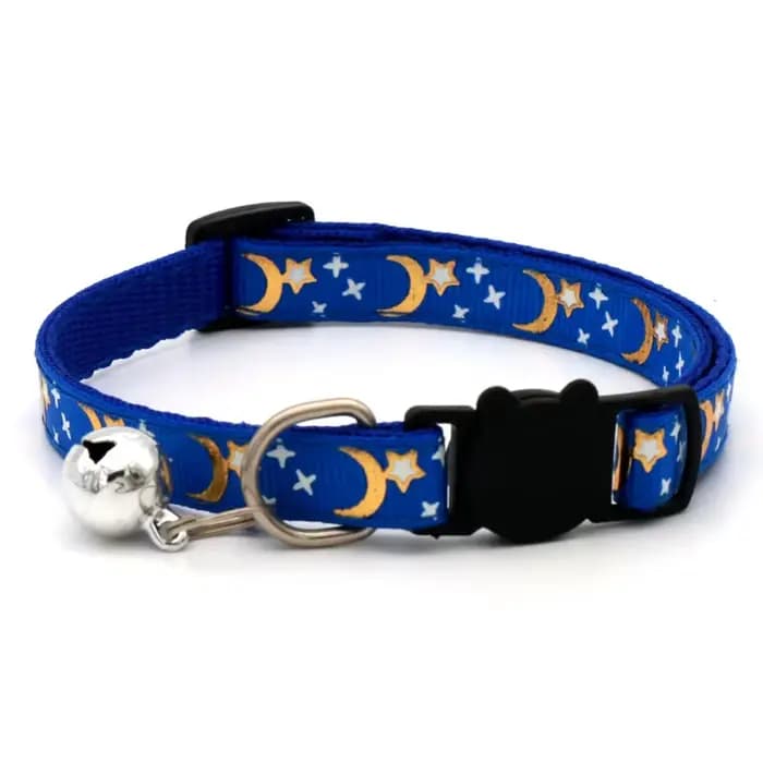 Collier de chat avec cloche dessin animé étoile lune chien chiot chaton collier réglable cloche de s