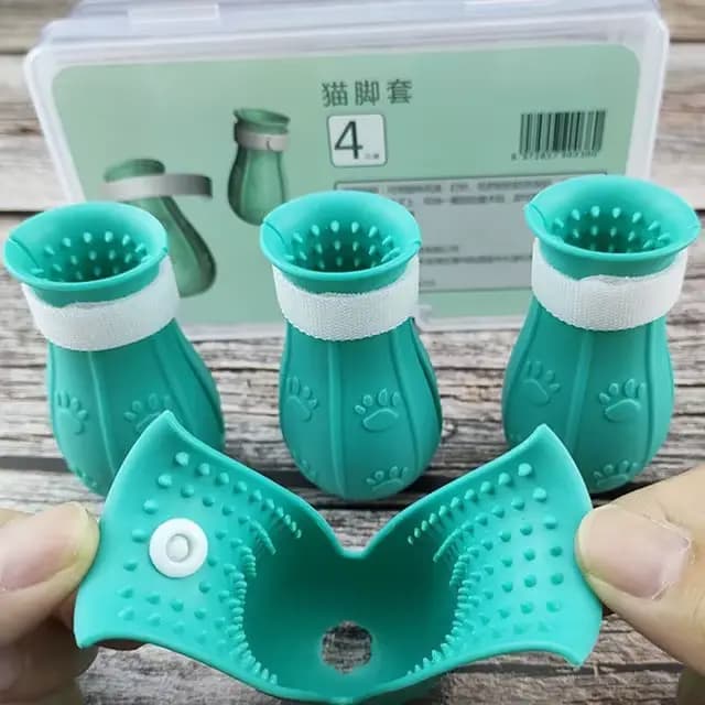 Chaussures de bain anti-rayures pour chat, bottes de lavage réglables pour animaux de compagnie, cou