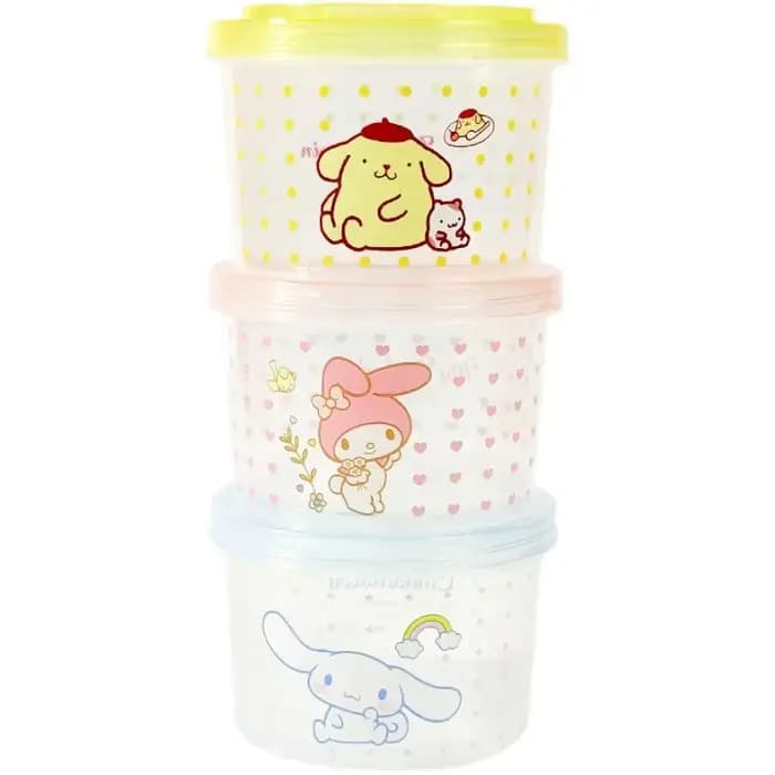 Conteneur alimentaire empilable pour chaton mignon, ensemble de 3 pièces, boîte à bento ronde avec c