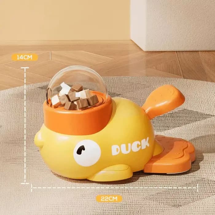 Jouet interactif distributeur de nourriture en forme de canard jaune pour chats et chiens, jouet d'i