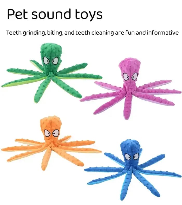 Coquille de poulpe vocale pour chien et chat, jouets en peluche pour le nettoyage des dents, jouets