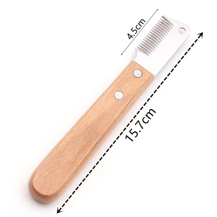 Couteau d'épilation pour animaux de compagnie, peigne professionnel pour chien, manche en bois inoxy