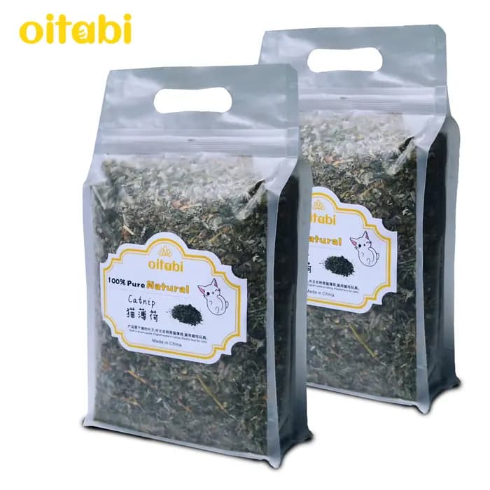 Oitabi 300 g/500 g d'herbe à chat naturelle pour chats et chatons, juste d'herbe à chat et pochette