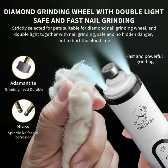 Lime à ongles électrique pour animaux de compagnie avec lumière LED, coupe-ongles pour chats et chie
