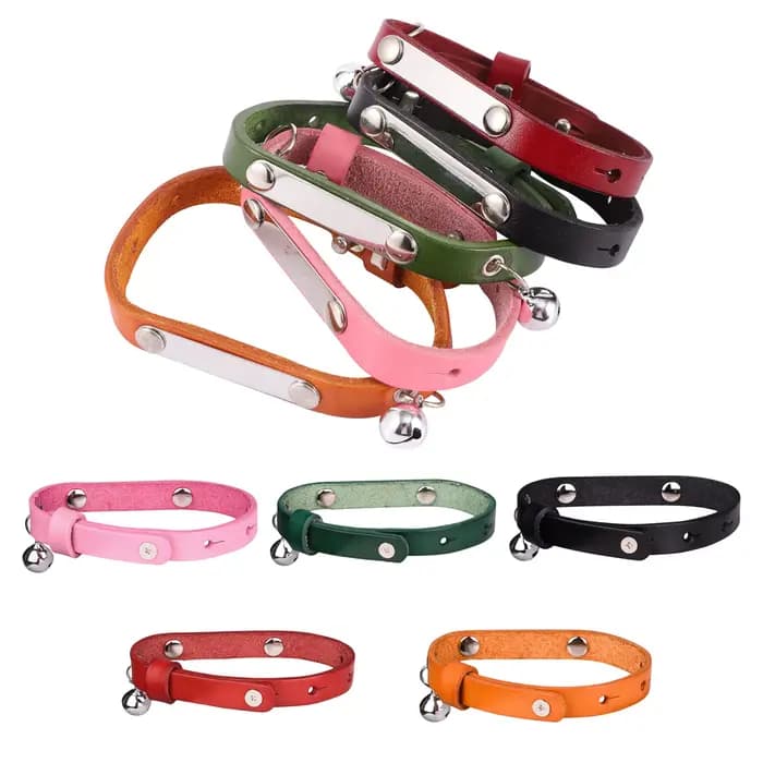 Collier anti-perte personnalisé pour chat, 1 pièce, collier pour chat en cuir réglable avec cloche,