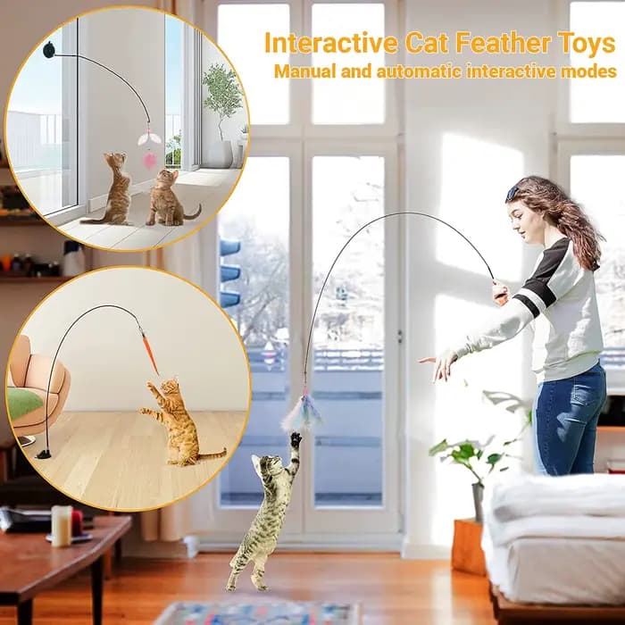 Jouet interactif de Simulation d'oiseau pour chat, avec ventouse, plume amusante pour chaton, exerci