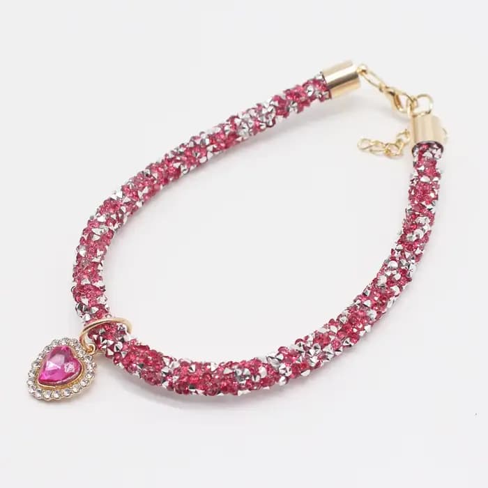 Collier en forme de cœur en cristal pour chien, avec strass scintillants, breloques pour petits chie