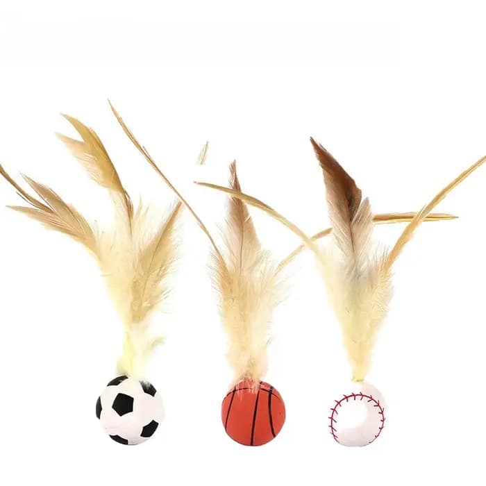 Balle interactive auto-amusante pour chat, balle rebondissante en plumes d'intérieur, balle de flutt
