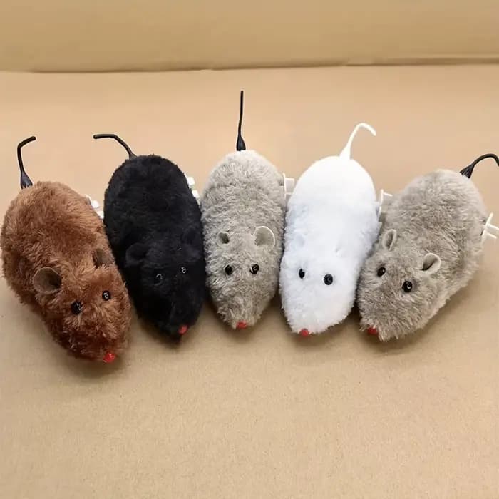 Jouet de souris à remonter en peluche amusant et interactif, 1/5 pièces, pour chats, chiens et enfan