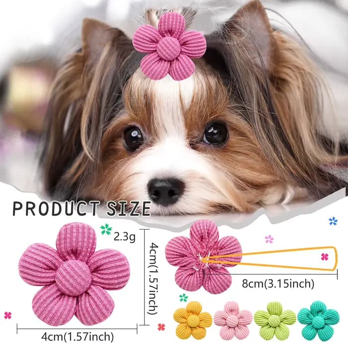10 pièces printemps chien arcs pour chiot chat fleur nœud papillon bandes de caoutchouc pour chiens