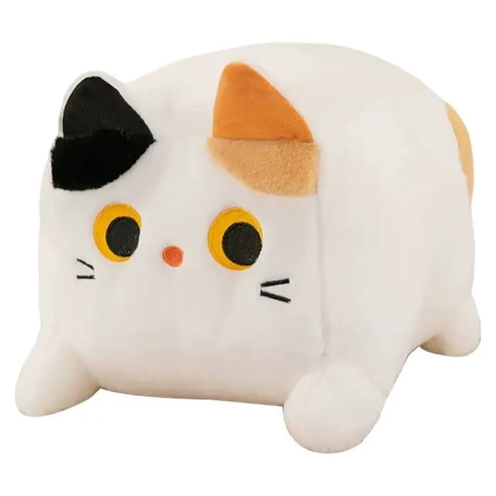 Oreiller en peluche en forme de chat carré, jouet en peluche, chat noir kawaii, coussin moelleux, pe